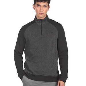 Calvin Klein Men Charcoal Mocktwist Quarter Zip Knit Sweatshirt